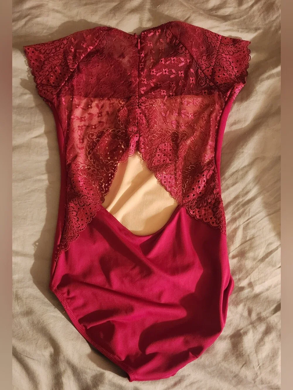 Danz N Motion Berry Pink Lace Cap Sleeve Leotard & Matching Circle Skirt Set